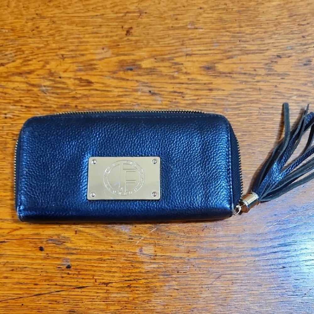 Jack French London Zip Around Black Leather Wallet With Tassle